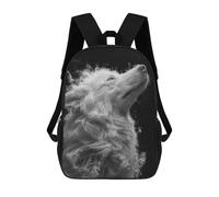 sinyumoney Mochila Escolar Infantil Impresa En 3D Monochrome Wolf Portrait Para Niños, Mochila De Viaje De Alta Capacidad, Mochila Informal Para Niños 17inch