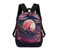sinyumoney Mochila Escolar Infantil Impresa En 3D Moonlight In Japan Mochila De Viaje De Alta Capacidad Para Libros Mochilas De Moda Para Niños Mochila Escolar Informal 17inch