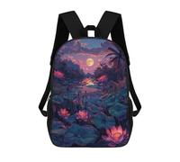 sinyumoney Mochila Escolar Infantil Impresa En 3D Moonlit Lotus Pond Mochila Mochilas Deportivas Para Niños Y Niñas Mochila De Moda 17inch