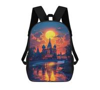 sinyumoney Mochila Escolar Infantil Impresa En 3D Moscow Sunset Reflections 17inch Para Niños, Mochila De Viaje De Alta Capacidad, Mochila Escolar De Moda Para Niños