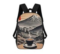 sinyumoney Mochila Escolar Infantil Impresa En 3D Mount Fuji Coffee Japanese Para Niños, Mochila De Viaje De Alta Capacidad, Mochila Informal Para Niños 17inch