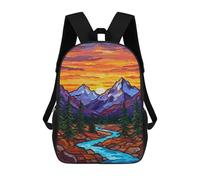 sinyumoney Mochila Escolar Infantil Impresa En 3D Mountain Sunset River Mochila Mochilas Deportivas Para Niños Y Niñas Mochila De Moda 17inch