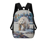 sinyumoney Mochila Escolar Infantil Impresa En 3D My Habitat Polar Bear in Cityscape Mochila Mochilas Deportivas Para Niños Y Niñas Mochila De Moda 17inch