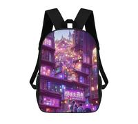 sinyumoney Mochila Escolar Infantil Impresa En 3D Neon Cityscape Vibrant Nightscape Para Niños Mochilas De Viaje De Alta Capacidad Bolsas Para Libros Mochila Escolar Infantil Mochila 17inch