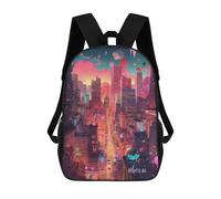 sinyumoney Mochila Escolar Infantil Impresa En 3D Neon Cityscape Vibrant Urban Fantasy -3 Mochilas Para Libros Mochilas Escolares De Viaje De Alta Capacidad Para Niños/estudiantes/adultos 17inch