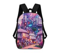 sinyumoney Mochila Escolar Infantil Impresa En 3D Neon Cityscape Vibrant Urban Life Mochilas De Viaje De Alta Capacidad Para Niños Mochilas De Libros De Moda Mochila Escolar Infantil 17inch