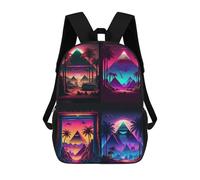 sinyumoney Mochila Escolar Infantil Impresa En 3D Neon Desert Pyramids Mochila Escolar Infantil Mochilas De Viaje Mochilas De Moda Mochilas De Gran Capacidad 17inch