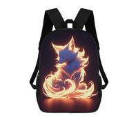 sinyumoney Mochila Escolar Infantil Impresa En 3D Neon Fire Kitsune Fox Mochila Mochilas Deportivas Para Niños Y Niñas Mochila De Moda 17inch