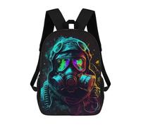 sinyumoney Mochila Escolar Infantil Impresa En 3D Neon Gas Mask Artwork Mochila Mochilas Deportivas Para Niños Y Niñas Mochila De Moda 17inch