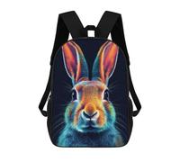 sinyumoney Mochila Escolar Infantil Impresa En 3D Neon Rabbit Portrait Mochila Mochilas Deportivas Para Niños Y Niñas Mochila De Moda 17inch