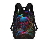 sinyumoney Mochila Escolar Infantil Impresa En 3D Neon Skull Mochila De Viaje De Alta Capacidad Para Libros Mochilas De Moda Para Niños Mochila Escolar Informal 17inch