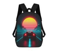 sinyumoney Mochila Escolar Infantil Impresa En 3D Neon Sunset Drive -1 17inch Para Niños, Mochila De Viaje De Alta Capacidad, Mochila Escolar De Moda Para Niños