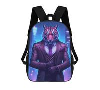 sinyumoney Mochila Escolar Infantil Impresa En 3D Neon Tiger in Suit Mochila Mochilas Deportivas Para Niños Y Niñas Mochila De Moda 17inch