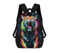 sinyumoney Mochila Escolar Infantil Impresa En 3D Neon Watercolor Tiger Mochila Mochilas Deportivas Para Niños Y Niñas Mochila De Moda 17inch