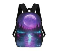 sinyumoney Mochila Escolar Infantil Impresa En 3D Neon Wolf in Moonlight Stream Mochilas De Moda Informales Mochilas Infantiles Mochila Informal Para Exteriores Bolsas De Viaje Bonitas 17inch