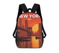 sinyumoney Mochila Escolar Infantil Impresa En 3D New York Cityscape at Sunset Para Niños, Mochila De Viaje De Alta Capacidad, Mochila Informal Para Niños 17inch
