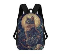 sinyumoney Mochila Escolar Infantil Impresa En 3D Night Moon Cute Cat Para Niños, Mochila De Viaje De Alta Capacidad, Mochila Informal Para Niños 17inch