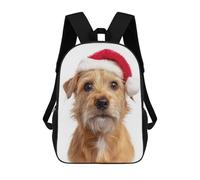sinyumoney Mochila Escolar Infantil Impresa En 3D Norfolk Terrier Dog with Santa Hat Portrait Mochila Mochilas Deportivas Para Niños Y Niñas Mochila De Moda 17inch