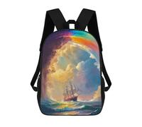 sinyumoney Mochila Escolar Infantil Impresa En 3D Ocean Storm with Rainbow 17inch Para Niños, Mochila De Viaje De Alta Capacidad, Mochila Escolar De Moda Para Niños