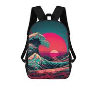 sinyumoney Mochila Escolar Infantil Impresa En 3D Ocean Wave Japan Mochila Escolar Infantil Mochilas De Viaje Mochilas De Moda Mochilas De Gran Capacidad 17inch