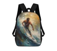 sinyumoney Mochila Escolar Infantil Impresa En 3D Oil Painting of A Surfer Mochilas Para Libros Mochilas De Viaje Informales Mochila De Gran Capacidad Para Niños 17inch