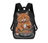 sinyumoney Mochila Escolar Infantil Impresa En 3D Orange Cat And Ramen Mochila De Viaje De Alta Capacidad Para Libros Mochilas De Moda Para Niños Mochila Escolar Informal 17inch