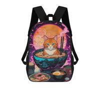 sinyumoney Mochila Escolar Infantil Impresa En 3D Orange Cat in Ramen Bowl Mochila Mochilas Deportivas Para Niños Y Niñas Mochila De Moda 17inch