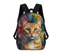 sinyumoney Mochila Escolar Infantil Impresa En 3D Orange Cat Watercolor Portrait Para Niños Mochilas De Viaje De Alta Capacidad Bolsas Para Libros Mochila Escolar Infantil Mochila 17inch
