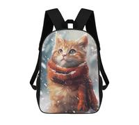 sinyumoney Mochila Escolar Infantil Impresa En 3D Orange Kitten in Winter Mochila Mochilas Deportivas Para Niños Y Niñas Mochila De Moda 17inch