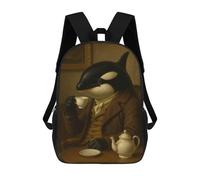 sinyumoney Mochila Escolar Infantil Impresa En 3D Orca Gentleman Drinking Tea Mochila Mochilas Deportivas Para Niños Y Niñas Mochila De Moda 17inch