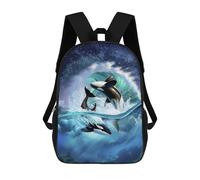 sinyumoney Mochila Escolar Infantil Impresa En 3D Orca Wave Para Niños, Mochila De Viaje De Alta Capacidad, Mochila Informal Para Niños 17inch