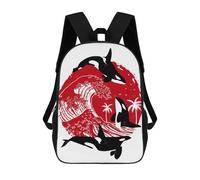 sinyumoney Mochila Escolar Infantil Impresa En 3D Orcas in The Great Wave Mochilas Para Libros Mochilas De Viaje Informales Mochila De Gran Capacidad Para Niños 17inch
