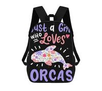 sinyumoney Mochila Escolar Infantil Impresa En 3D Orcas Orca Lover Whales Mochilas Para Libros Mochilas De Viaje Informales Mochila De Gran Capacidad Para Niños 17inch