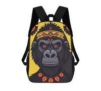 sinyumoney Mochila Escolar Infantil Impresa En 3D Ornate Gorilla Portrait Para Niños, Mochila De Viaje De Alta Capacidad, Mochila Informal Para Niños 17inch