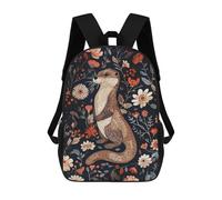 sinyumoney Mochila Escolar Infantil Impresa En 3D Otter in Floral Pattern Mochila Mochilas Deportivas Para Niños Y Niñas Mochila De Moda 17inch