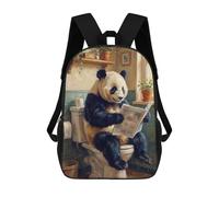 sinyumoney Mochila Escolar Infantil Impresa En 3D Panda Reading Newspaper on Toilet 17inch Para Niños, Mochila De Viaje De Alta Capacidad, Mochila Escolar De Moda Para Niños