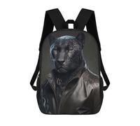 sinyumoney Mochila Escolar Infantil Impresa En 3D Panther in Leather Jacket Mochila Escolar Infantil Mochilas De Viaje Mochilas De Moda Mochilas De Gran Capacidad 17inch