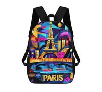 sinyumoney Mochila Escolar Infantil Impresa En 3D Paris Colorful Nights - Geometric Eiffel Tower Art Para Niños, Mochila De Viaje De Alta Capacidad, Mochila Informal Para Niños 17inch