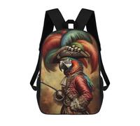 sinyumoney Mochila Escolar Infantil Impresa En 3D Parrot As A Pirate Captain Mochilas Para Libros Mochilas De Viaje Informales Mochila De Gran Capacidad Para Niños 17inch