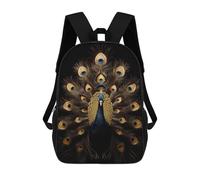 sinyumoney Mochila Escolar Infantil Impresa En 3D Peacock Gold Dark Mochilas De Moda Informales Mochilas Infantiles Mochila Informal Para Exteriores Bolsas De Viaje Bonitas 17inch