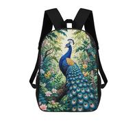 sinyumoney Mochila Escolar Infantil Impresa En 3D Peacock in Lush Jungle Mochilas Para Libros Mochilas De Viaje Informales Mochila De Gran Capacidad Para Niños 17inch