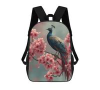 sinyumoney Mochila Escolar Infantil Impresa En 3D Peacock Perched Among Cherry Blossoms Mochilas De Moda Informales Mochilas Infantiles Mochila Informal Para Exteriores Bolsas De Viaje Bonitas 17inch