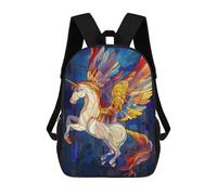 sinyumoney Mochila Escolar Infantil Impresa En 3D Pegasus Stained Glass Mochilas De Viaje De Alta Capacidad Para Niños Mochilas De Libros De Moda Mochila Escolar Infantil 17inch