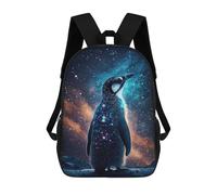sinyumoney Mochila Escolar Infantil Impresa En 3D Penguin in Space 17inch Para Niños, Mochila De Viaje De Alta Capacidad, Mochila Escolar De Moda Para Niños