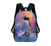 sinyumoney Mochila Escolar Infantil Impresa En 3D Penguin on Ice with Colorful Background Mochilas Para Libros Mochilas De Viaje Informales Mochila De Gran Capacidad Para Niños 17inch