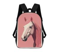 sinyumoney Mochila Escolar Infantil Impresa En 3D Pink Horse Portrait Mochilas Para Libros Mochilas De Viaje Informales Mochila De Gran Capacidad Para Niños 17inch