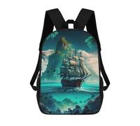 sinyumoney Mochila Escolar Infantil Impresa En 3D Pirate Ship in Tropical Paradise Mochila Escolar Infantil Mochilas De Viaje Mochilas De Moda Mochilas De Gran Capacidad 17inch