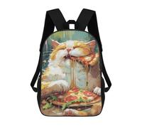 sinyumoney Mochila Escolar Infantil Impresa En 3D Pizza Cute Cartoon Cat Para Niños, Mochila De Viaje De Alta Capacidad, Mochila Informal Para Niños 17inch