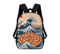 sinyumoney Mochila Escolar Infantil Impresa En 3D Pizza Great Wave Mochila Mochilas Deportivas Para Niños Y Niñas Mochila De Moda 17inch