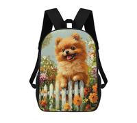 sinyumoney Mochila Escolar Infantil Impresa En 3D Pomeranian Dog Garden Fence 17inch Para Niños, Mochila De Viaje De Alta Capacidad, Mochila Escolar De Moda Para Niños